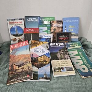 Lot Of Road Maps Various States Warped From Moisture  Readable Travel Crafting